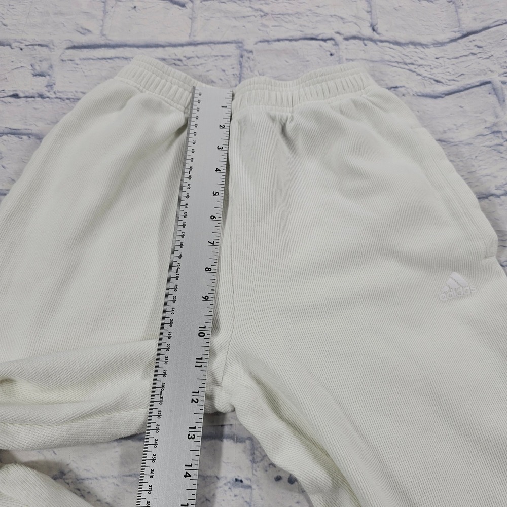 Adidas Joggers Women XS Off-White Ribbed Knit Elastic Waist Sweatpants Sporty - Picture 3 of 14
